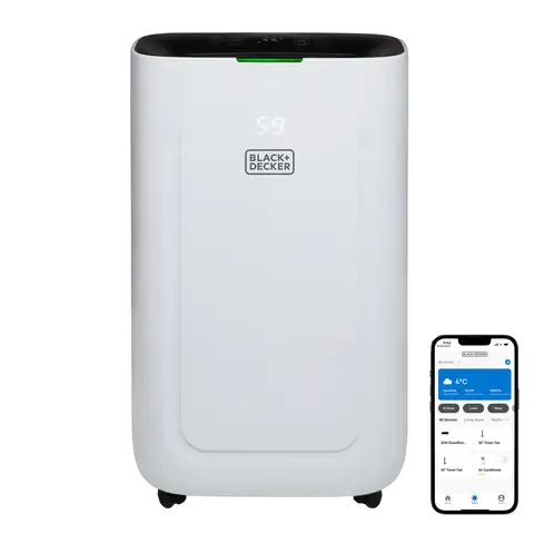 BLACK+DECKER 20 L Smart Dehumidifier – App Control, 4 Modes, 6.5 L Tank Capacity – White, BXEH60014GB