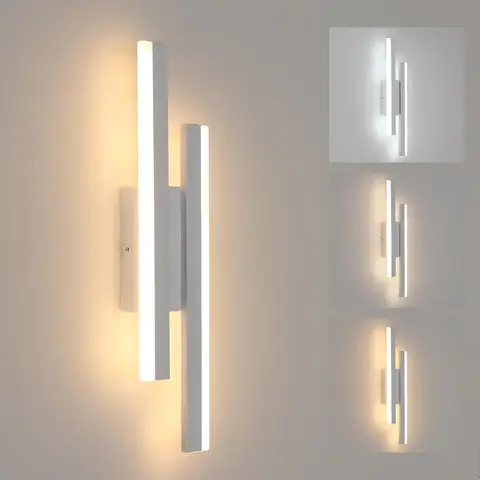 Goeco LED Wandleuchte Innen 16W Weiß Acryl 3000K/4500K/6500K Moderne Wandleuchte für Schlafzimmer Wohnzimmer Esszimmer Flur Treppenhaus