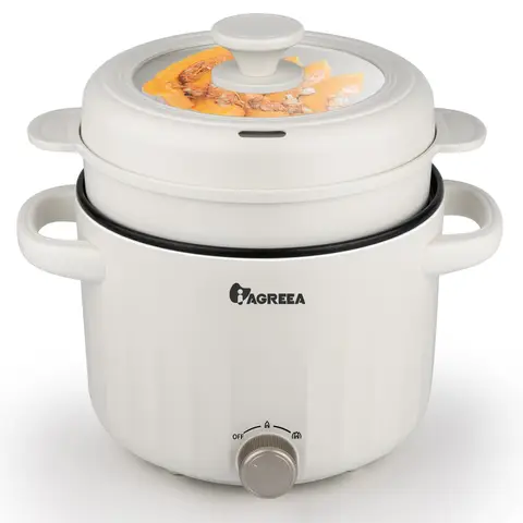 IAGREEA Maxi 2,6 L slowcooker/crockpot, 1000 W, met stoommandje, 2 warmtestanden, niet-koelbare binnenwand, snelkookfunctie en temperatuurregeling, klein, voor ramen, soep, noedels, biefstuk en havermout MC-XZE2066