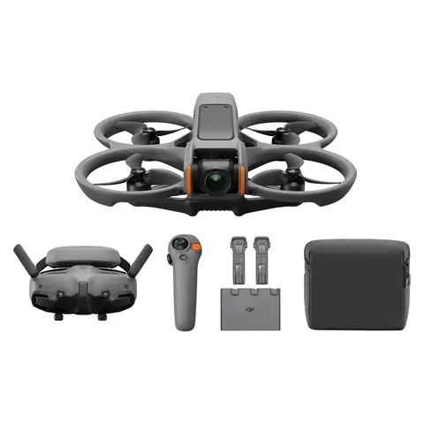 DJI Avata 2 Fly More Komplettset (3 Akkus), FPV-Drohne mit 4K-Kamera, immersive Flugerfahrung, Ein-Knopf-Akrobatik, integrierter Propellerschutz, 155° Sichtfeld, Drohne mit Goggles 3 und RC Motion 3