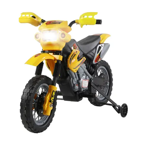 HOMCOM Kids Electric Motorbike, 6V Battery Powered Ride on Motorcycle with Training Wheels, Start-up Button, Pedal, Gift for Boys and Girls Ages 3-6 Years, Yellow