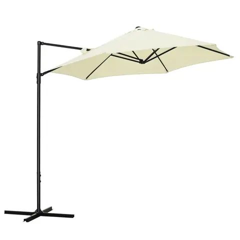 Outsunny 2.5M Garden Cantilever Parasol, Offset Roma Patio Umbrella Sun Shade Canopy Shelter with 360° Rotation and Cross Bas