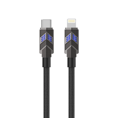 PAVAREAL Q53PD 30W automatic power-off&color changing zinc alloy super fast charging data cable  black
