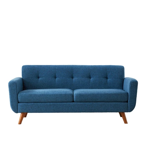 HONEYOU 165cm Loveseat Sofa, Mid Century Modern Decor Love Seat Couches for Living Room, Button Tufted Upholstered Small Couch for Bedroom, Solid and Easy to Install Love Seats Furniture，Blue