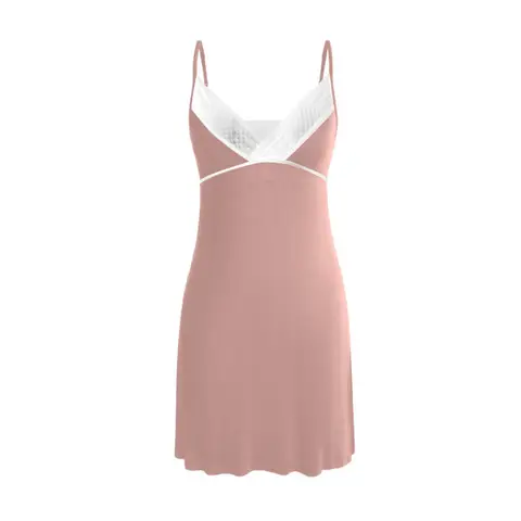 IZURIA collar wide lace v-neck pink suspender dress  S