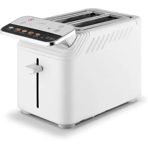Tower Cavaletto Mirage 2 Slice Digital Toaster, Bagels, Gluten-Free, Memory Function, Extra-Wide Slots, 925W, White with Chrome Trim - T20096WHT 