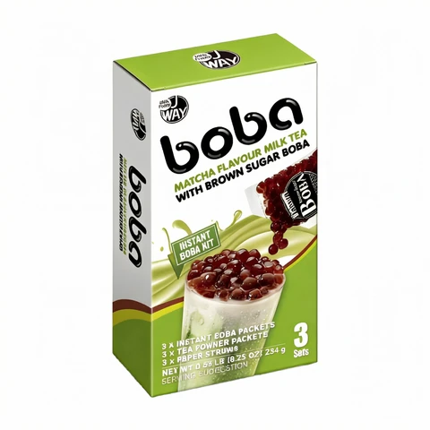 J WAY Brown Sugar Boba Matcha Milk Tea Kit 234g