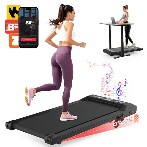 4-in-1 Walking Pad Laufband mit 7 % Steigung, 2,5 PS leiser Motor, Bluetooth, Fernbedienung, klappbar, bis 204 kg belastbar, Heimtrainer für Büro & Zuhause