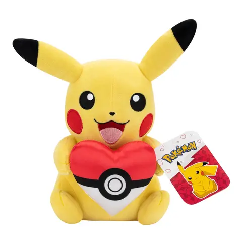 Pokemon 8 inch Pikachu with Poke Ball Heart Plush Soft Toy