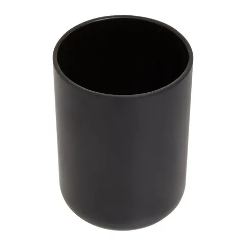 Maison by Premier Designer Black Tumbler with Trim, Minimal Bamboo Fibre Water Tumbler, Compact Decor Tumbler For Razors