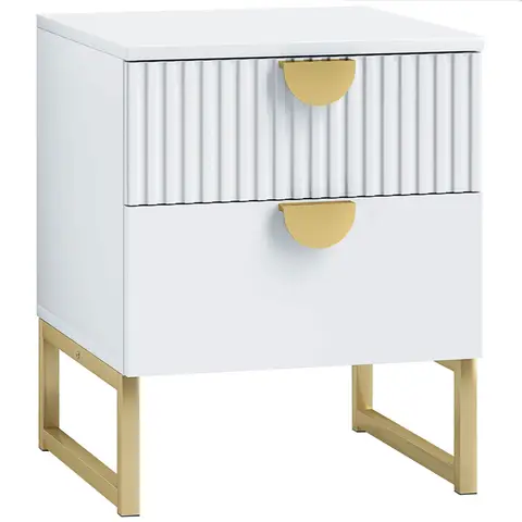 HOMCOM Bedside Table, Bedside Cabinet with 2 Drawers, Modern Side Table with Storage for Bedroom, Living Room, White