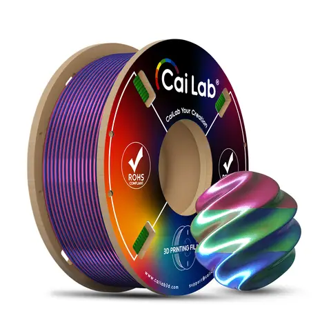 CaiLab 3D-Drucker Filament PLA Silk Dreifarbig - Rot & Grün & Blau
