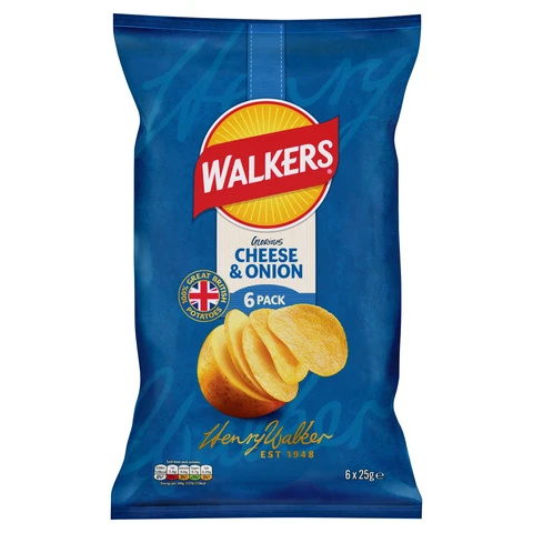 Walkers Cheese & Onion Crisps 6 x 25g