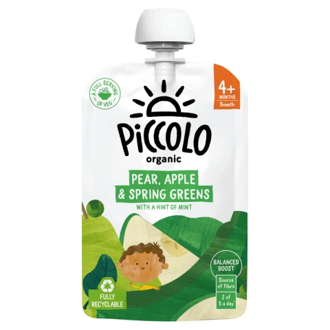 Piccolo Spring Greens Pear & Apple From 6 Months 100g