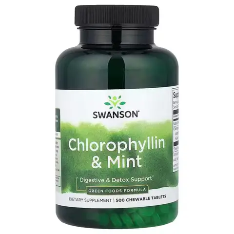 Swanson Chlorophyllin Detox Daily Wellness Support Chewable Mint Flavour - 500 Tablets
