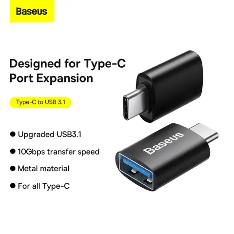 Baseus Ingenuity Series Mini OTG USB-C to USB-A 3.1 Adaptor - Black