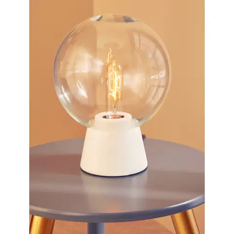 Interiors by Premier Table Lamp Lamonte Globe Marble White 28cm