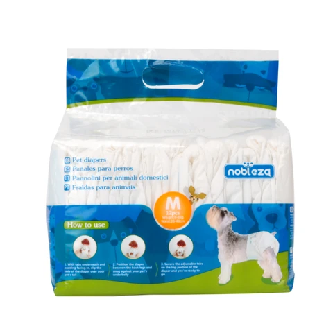 Nobleza PET DIAPERS/M/L44*W32cm/White/Female dog/12pcs/UKStrong water absorption;Easy to use;Adjustable size