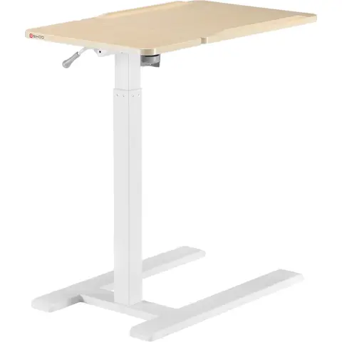 SIHOO D01 Overbed Table - Height & Tilt Adjustable, Laptop Standing Desk with Wheels for Hospital & Home Use, Maple