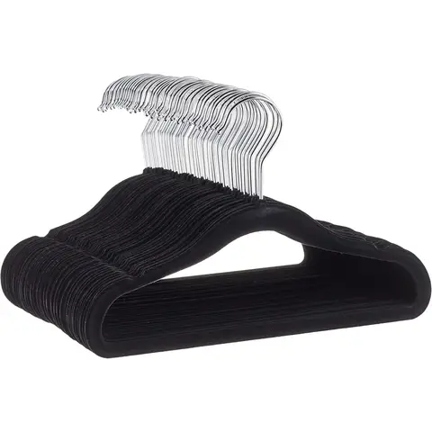 ANQI Kids Velvet， Non-Slip Clothes Hangers for Infant and Toddler， 11.6 in (for baby clothes)，  Pack of 50， Black, New Year Sale , Top gift picks