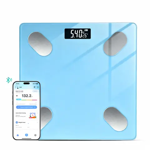 Sparoma ADL-26 Balance Connectée Bluetooth, suivi avec application, multi-utilisateur, 2×AAA piles requises,180 kg max - Bleu