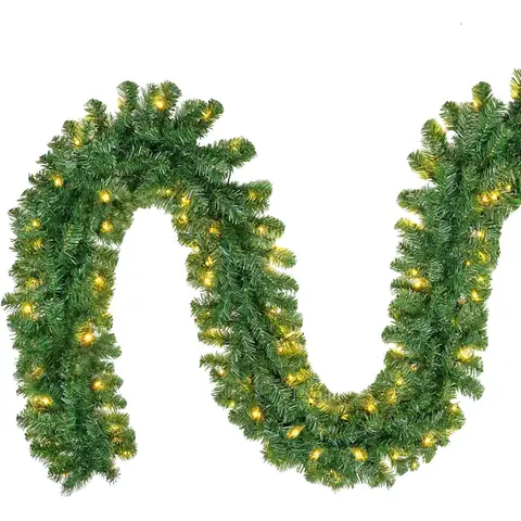 SALCAR Guirlande Sapin Artificiel, 3m Guirlande Noel Sapin Lumineuse pour Cheminées Escaliers Décorés, 100 LED, Exterieur avec Interieur