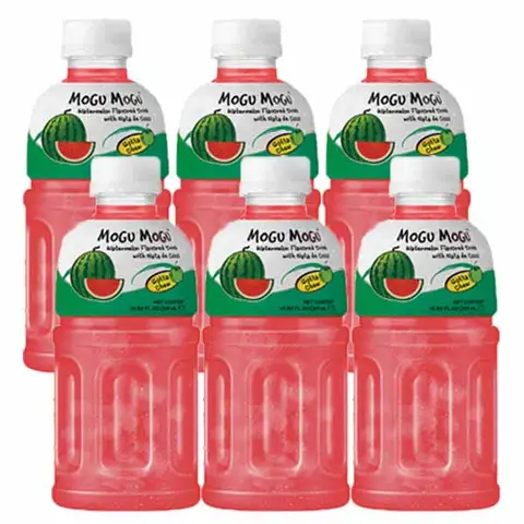 Mogu Mogu Watermelon Flavoured Drink with Nata De Coco 320ml x 6 pcs