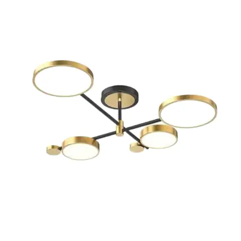 Homary Nordic Semi Flush Ceiling Light - Gold/Black LED Ring Fixture with White Glass Shade, Multi-Directional Lighting for Kitchen, Bedroom & Hallway.