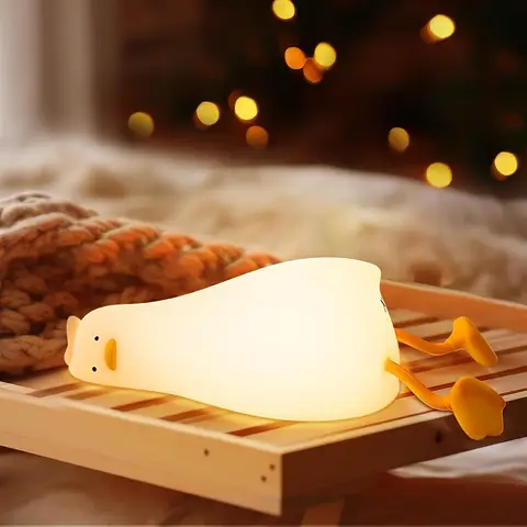 VIVREAL Canard Veilleuses LED Bébé Silicone Veilleuse Canard avec Fonction de Support de Téléphone, Veilleuse Enfant Rechargeable, Veilleuse Portable avec Fonction Minuterie Fille Garcon Noël Cadeaux