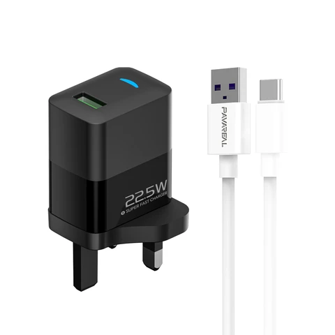 PAVAREAL K103 British Standard 22.5W Fully Compatible Black Charger TYPE-C Set
