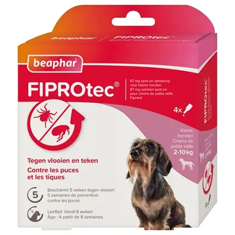 Beaphar FIPROtec Solution anti-tiques et puces pour petits chiens 2-10 kg - 4 x 0,67 ml