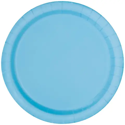 Unique Party Paper Plates, Powder Blue, 22cm, 16 Pack