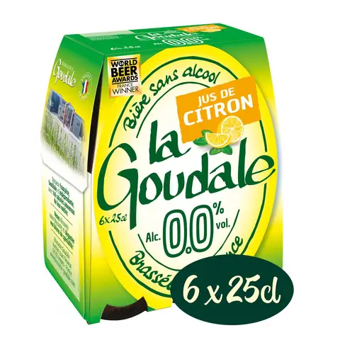 LA GOUDALE 0.0 % Bière sans alcool au jus de citron - Pack de 6 x 25 cl