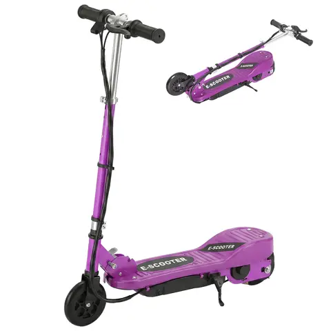 HOMCOM Kids Electric Scooter, 5.5 Inch Foldable Kids Scooter for Ages 7-14, 120W Motor, Up to 12km/h, 10km Range, Adjust Purp