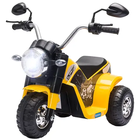 HOMCOM 6V Kids Electric Motorbike 3 Wheels Ride On Toy with Horn Headlights Realistic Sounds for Girl Boy 18 - 36 Months Yell