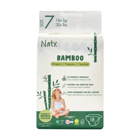 Naty Bamboo Viscose Baby Diapers Size 7 18 Pack