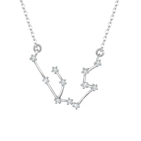 Ever Faith 925 Sterling Silver Necklace for Women - Constellation Zodiac 12 Horoscope Astrology CZ Pendant Birthday Gift Clear