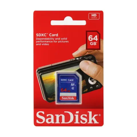SanDisk SDXC 64GB Class 4 Speicherkarte Flash-Speichertyp SDXC Kompatible Geräte Kamera Farbe Blau