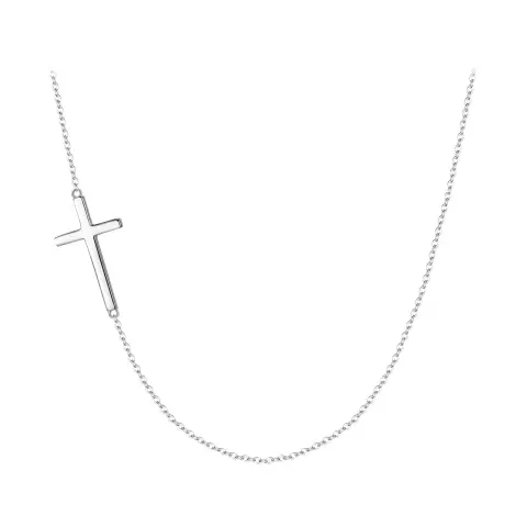 Ever Faith Sideways Cross Choker Necklace, 925 Sterling Silver Adjustable Chain Classic Necklace Jewelry for Girls
