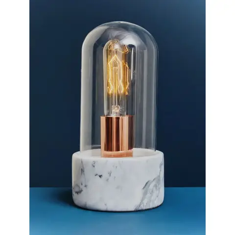 Interiors by Premier Table Lamp Lamonte Bell Marble Grey/Copper 24cm