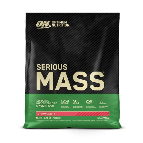 Optimum Nutrition Serious Mass Gainer Eiwitpoeder, Aardbei - 12 lbs