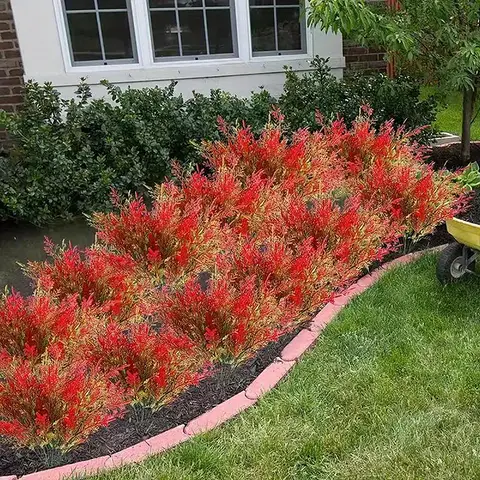 Yuejia 4Pcs 14.96in/38cmArtificial Outdoor Plants Fake Cedar Plants Plastic Faux Pinetree Stems Greenery Shrubs Colorfast Indoor Outdoor Christmas Home Decor for Windowbox Garden Porch Path