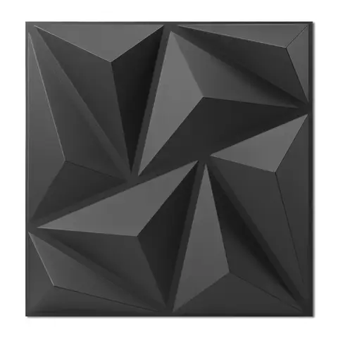 DIY 3D Wandpaneele PVC Fliesen – Wasserdichte strukturierte Dekoration für Wohnzimmer, Decke und Gaming-Bereiche (Schwarz, 30cm x 30cm, 20 Fliesen)