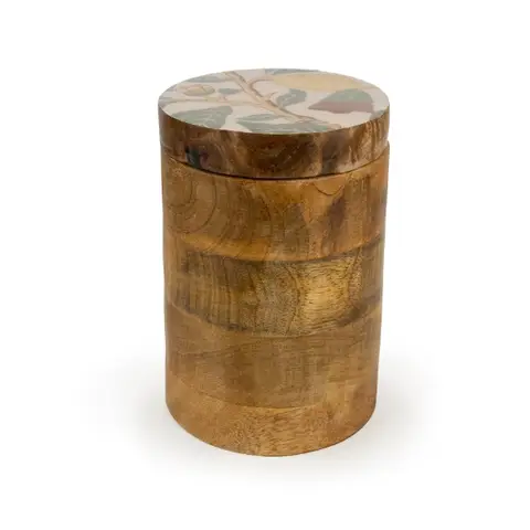 Candlelight Decorative Storage Cannister Vintage Fruits Mango Wood H:15.5cm