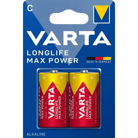 VARTA Longlife Max Power C Alkaline Batterien 2er-Pack für Hochenergie-Geräte