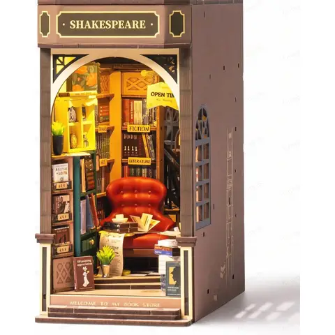 Robotime Rolife puzzle 3D DIY mini-librairie 11,4 x 19,5 x 21,8 cm, 1 pièce, décoration à la maison, décoration d’étagère,Cadeaux artisanaux pour adultes et adolescents,Jouets éducatifs