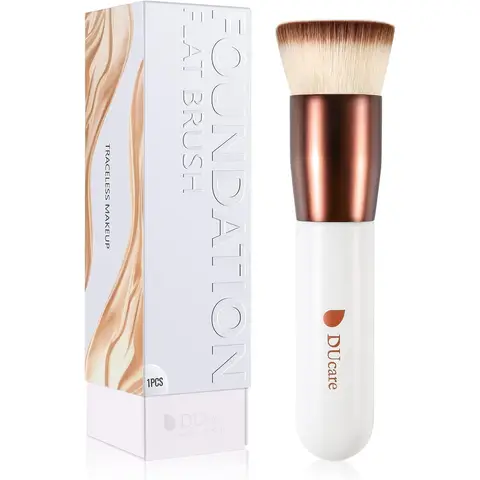 DUcare Single Flat Foundation Brush - White Handle