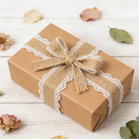 JU7CER 2-piece lace linen roll trim, 5cm wide × 2m long Japanese-style minimalist decorative linen roll craftwork