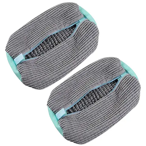 Vilscijon 2-Piece Gray Shoe Wash Bags for Washing Machines - Lazy-Friendly Protector Bags to Prevent Deformation