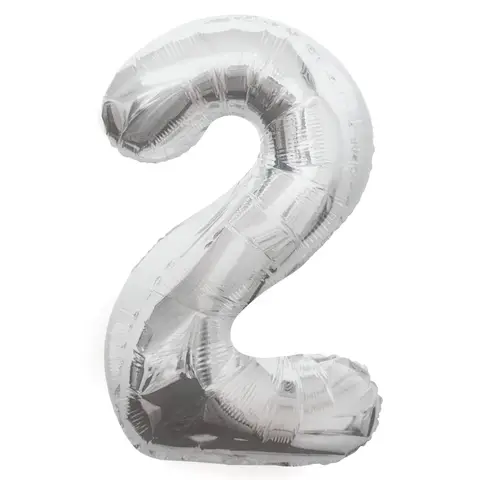 Unique Party Giant Number 2 Balloon, Silver, 86cm